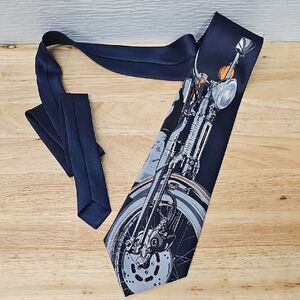 Motorcycle Design Tie in Black and Gray